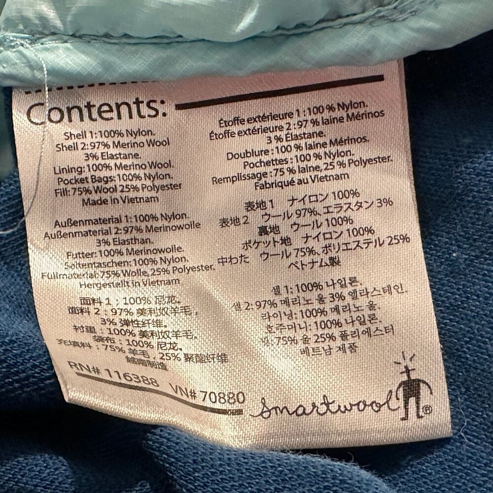 Smartwool PhD Smartloft Divide Full Zip Jacket Womens S Merino Blend Teal *Holes - Picture 7 of 16